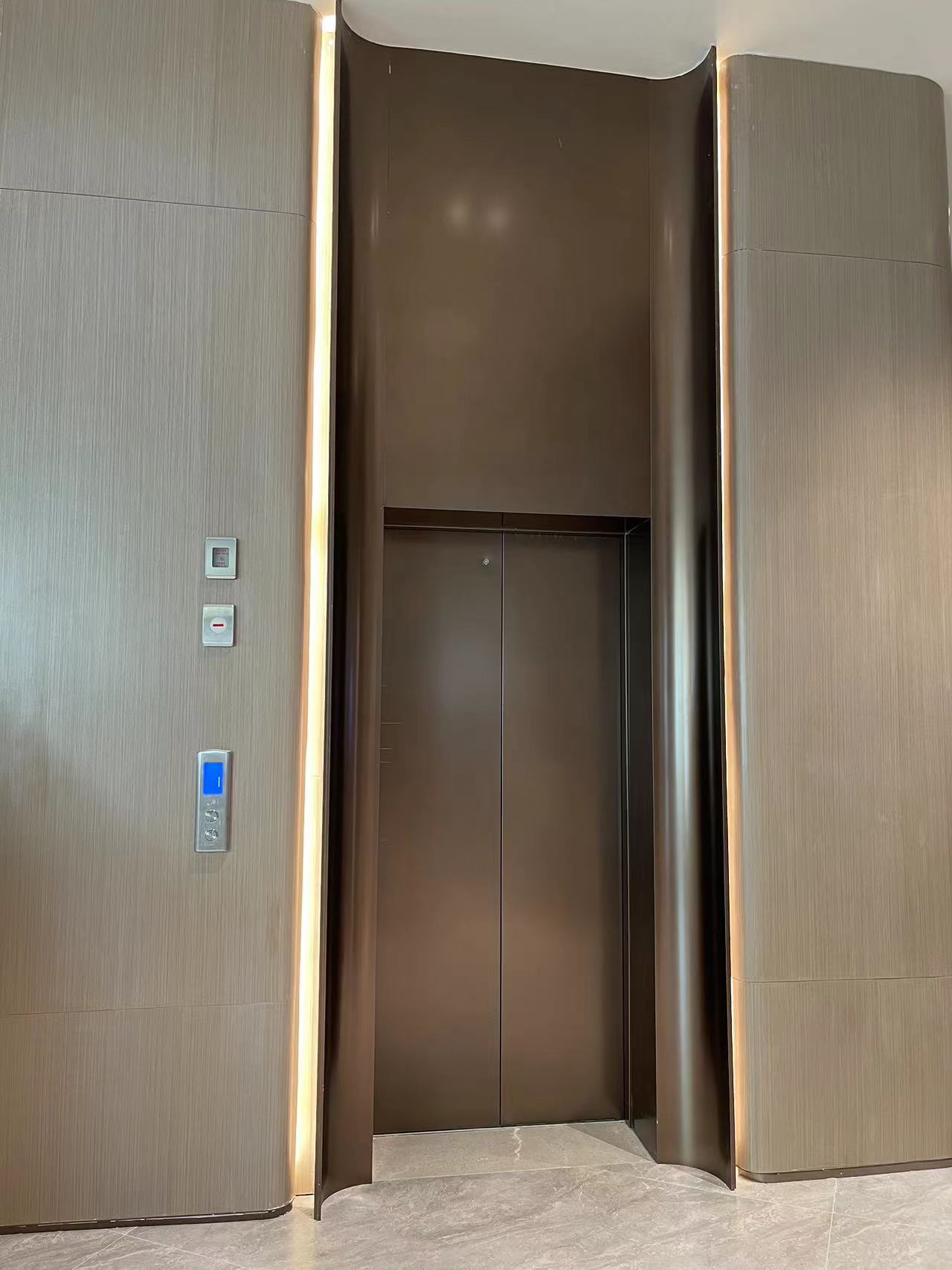 Detailed stainless steel elevator panel